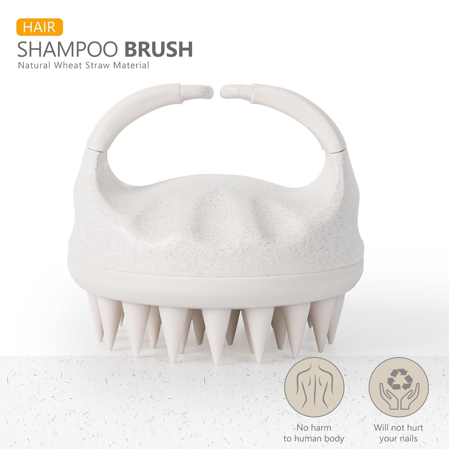 Soft Silicone Scalp Massager for Dandruff Removal & Hair Growth | Exfoliating Brush - Beige