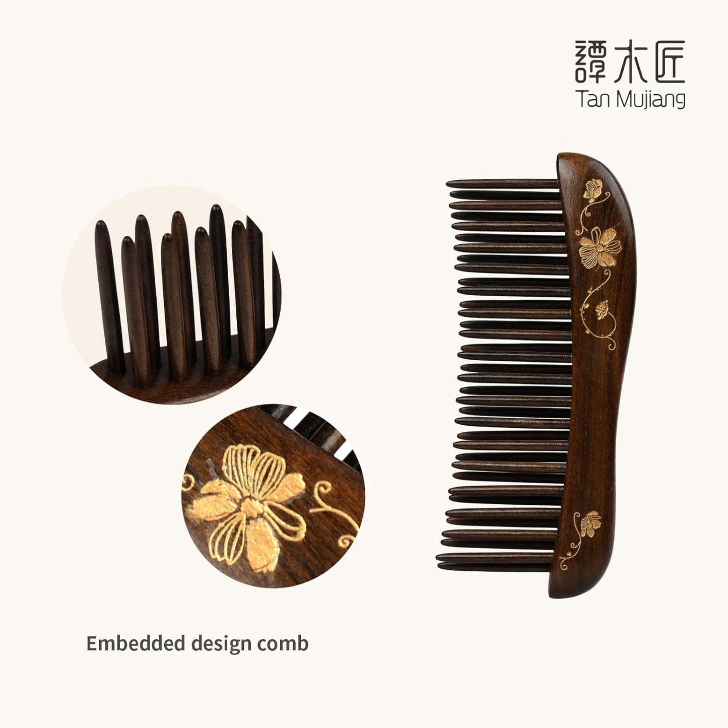 Handmade Wooden Comb - Double-Row Teeth Design for Scalp Massage | 4.7" x 2" Natural Wood Comb