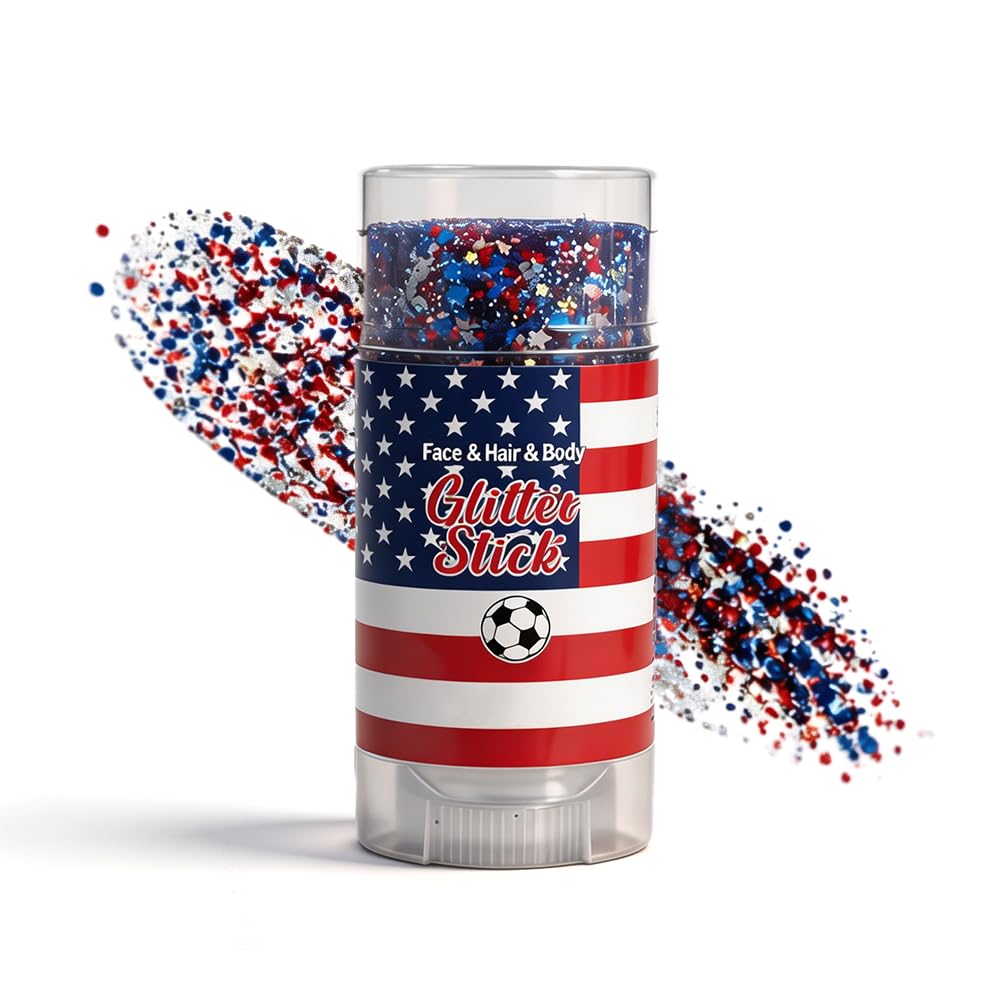 4th of July Glitter Stick, Easy‑to‑Remove Shimmer Gel, Fine Chunky Glitter for Holiday Sports Stadium Birthday Party (1pc)