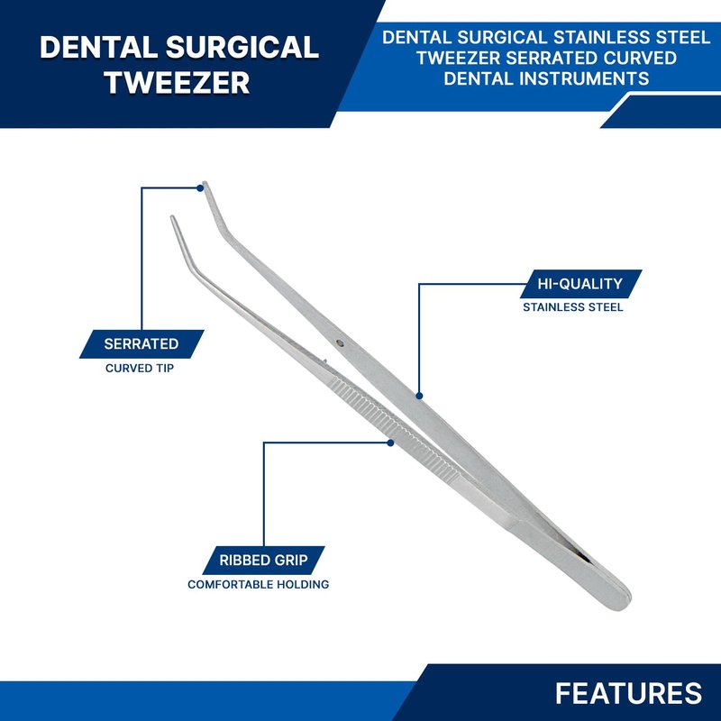 Stainless Steel Tweezers, with Curved Serrated Tip Multipurpose Tweezers Sewing Machine Tweezers Forceps for Craft Repairing (1)