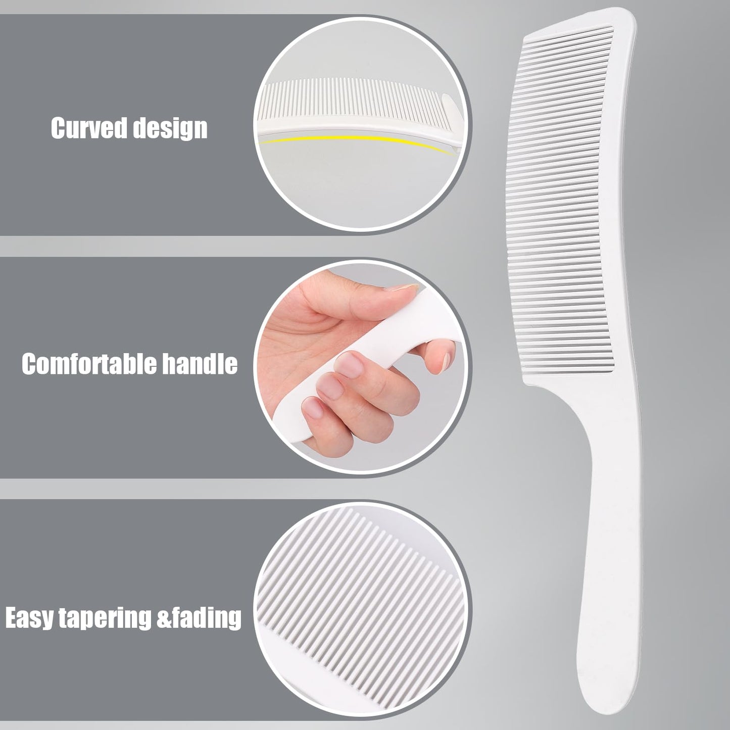 FOWSRHRG Fade Hair Trimming Guide for Men Haircut, Adjustable Silicone Curved Haircut Band, Curved Positioning Comb and Flat Top Comb for Home DIY Haircuts, Self Haircut Kit Guide Salon Styling Tools
