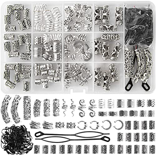 152PCS Viking Hair Jewelry Beads Set for Braids Beards & DIY Accessories