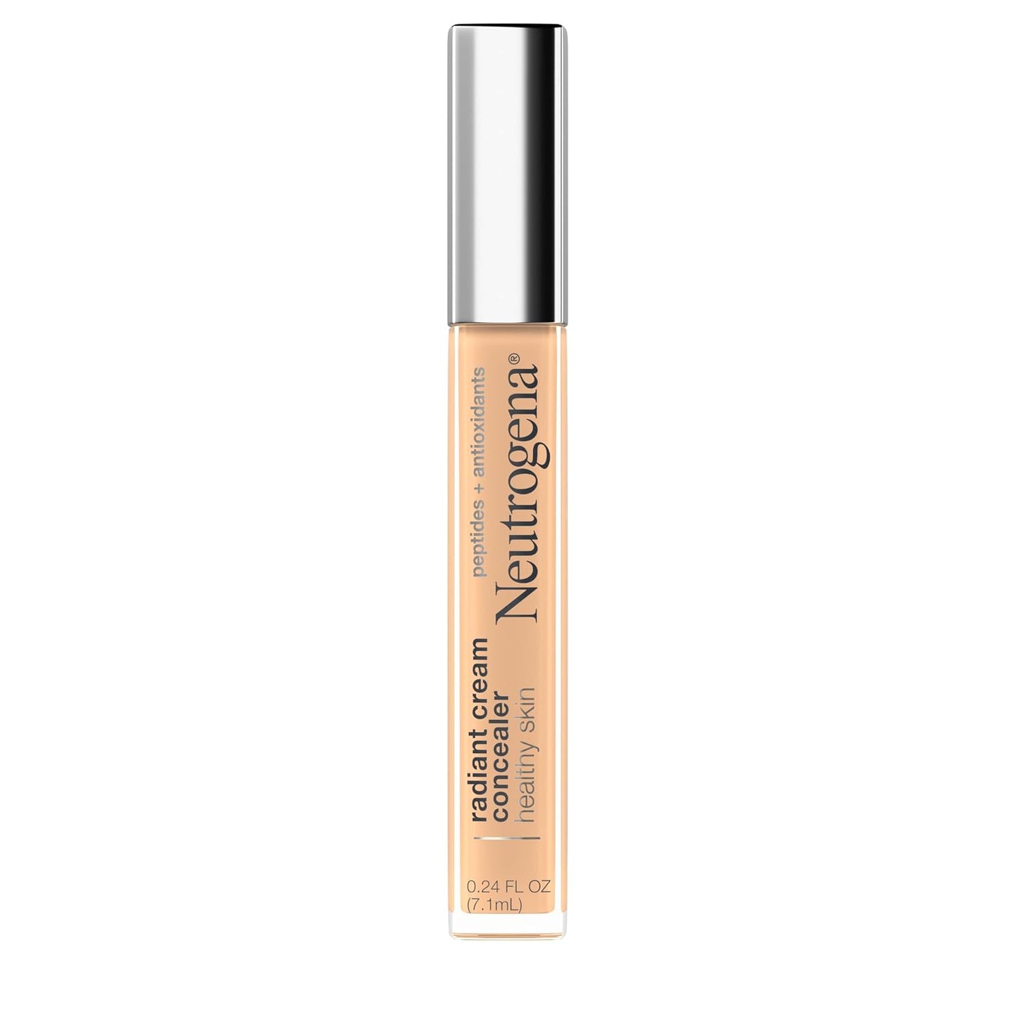 Neutrogena Radiant Brightening Cream Concealer - Lightweight, Non-Comedogenic, Peptides & Vitamin E | Cashew Light/Medium 03, 0.24 oz