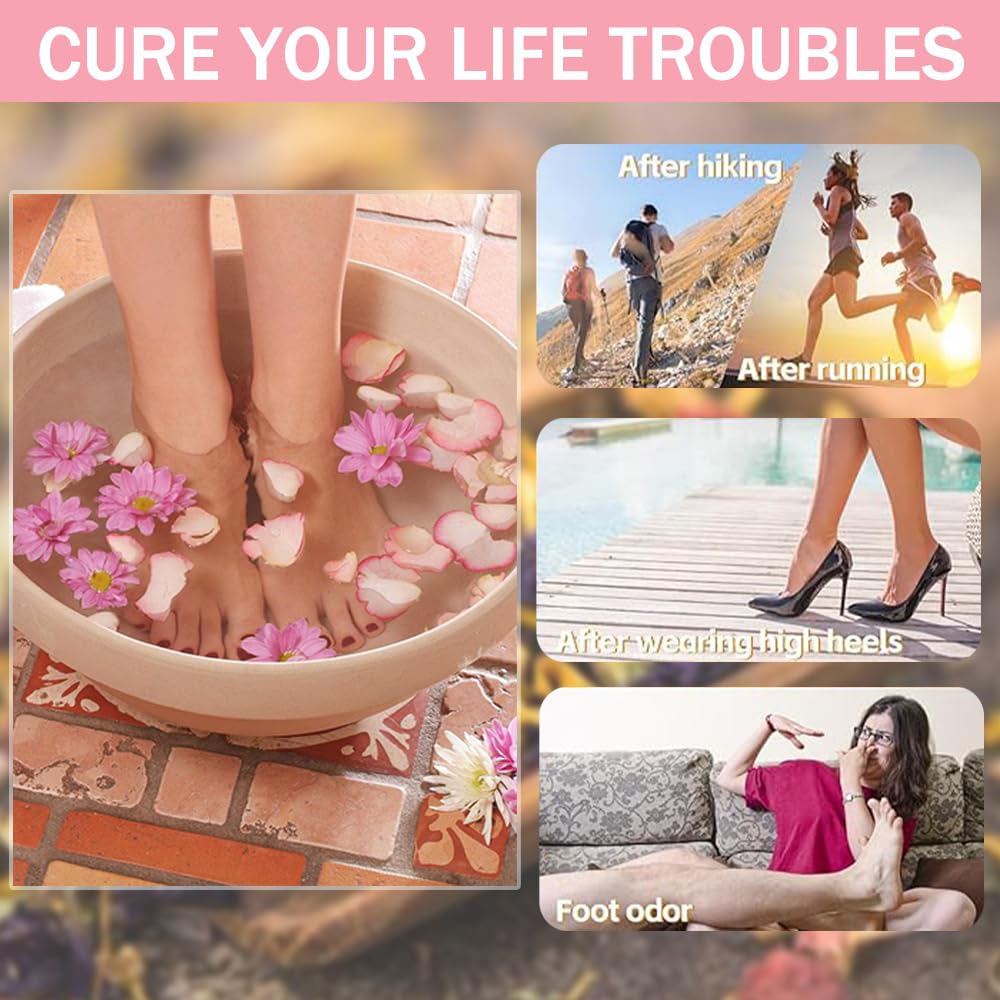 Dried Flowers Pedicure Foot Soak Kit - 8 Bags of Rose, Lavender, Mint & More for Tired Feet | Relaxing Aromatherapy