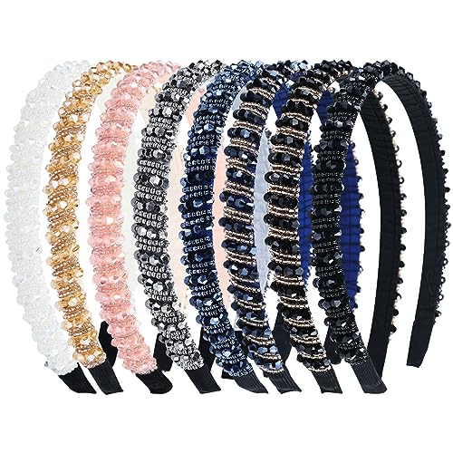 Lawie 8 Pack Baroque Rhinestone Headbands for Women & Girls