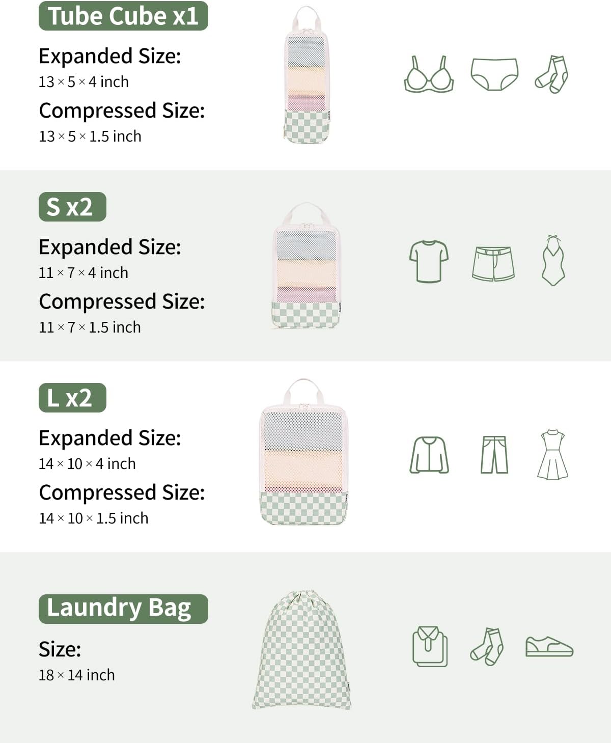 Compression Packing Cubes Set - Durable Travel Organizers for Men & Women | 6-Piece Luggage Storage Solution