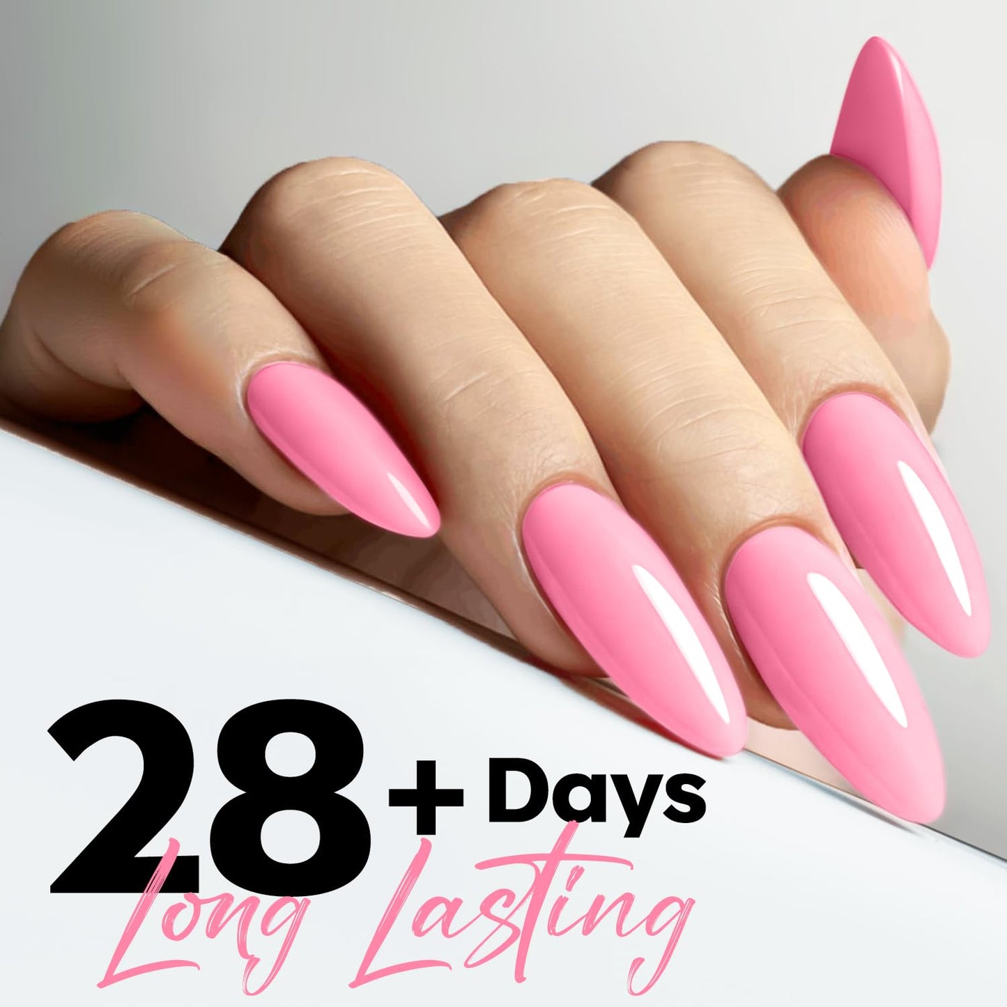 Pink Gel Nail Polish - Vibrant Bubblegum Peach Soak Off | 15ML LED Nail Art Manicure