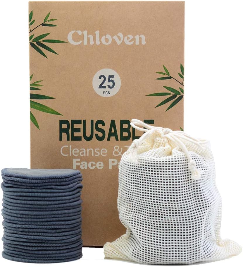 Reusable Makeup Remover Pads - Eco-Friendly Bamboo Cotton Rounds for All Skin Types | 30 Pack with Storage Bag