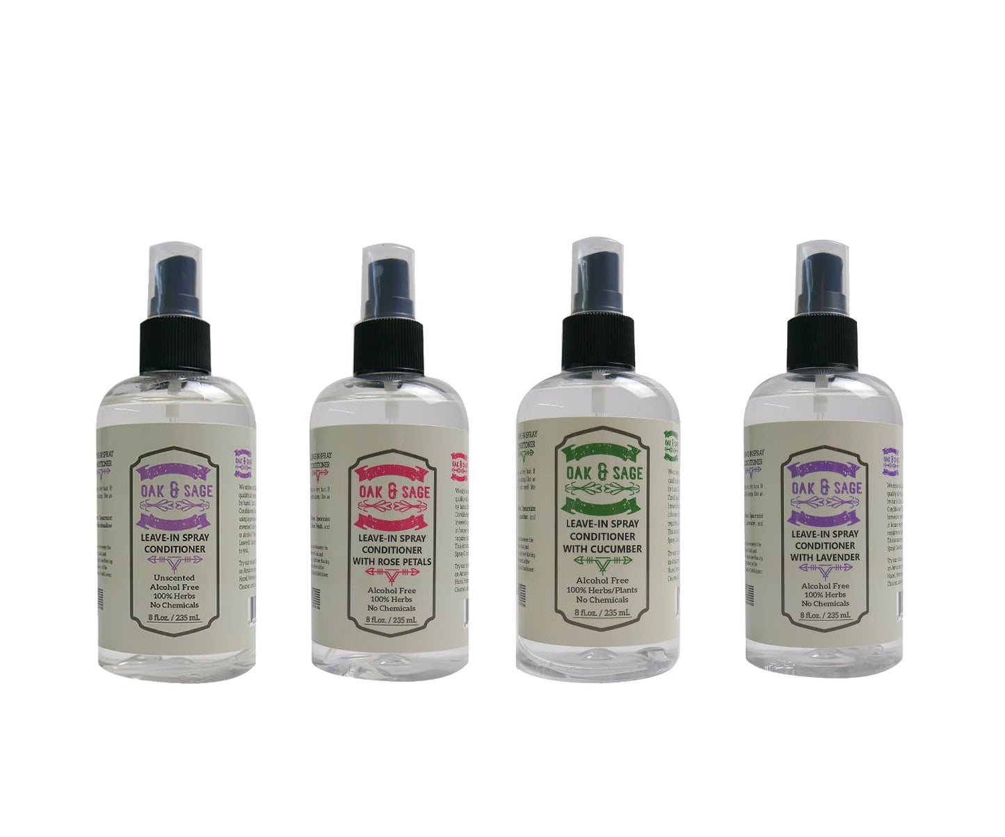 OAK & SAGE Homeopathic Leave-In Conditioner - Unscented - 8oz, 100% Herbs, No Rinse, No Alcohol, No Chemicals - For All Hair Types