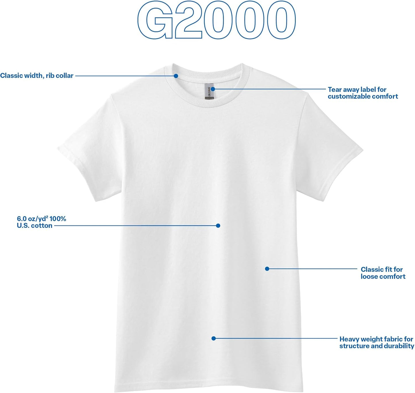 Gildan Ultra Cotton T-Shirt - Comfortable, Durable Fabric | Multipack Options Available