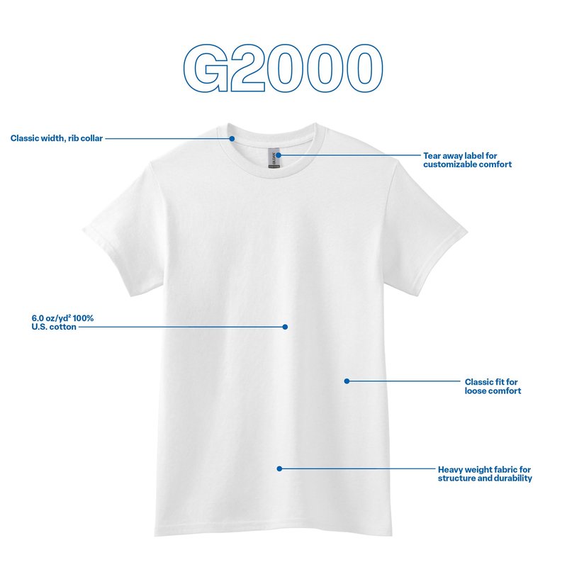 Gildan Adult Ultra Cotton T-Shirt, Style G2000, Multipack, White (2-Pack), Medium
