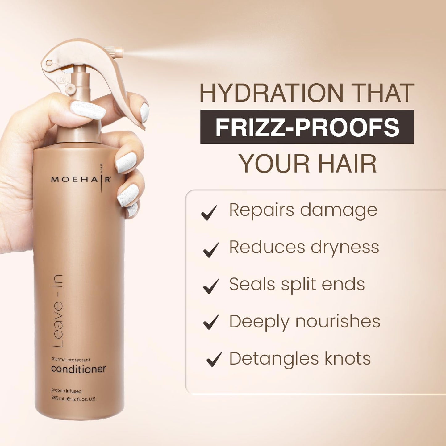 Leave-in Conditioner for Curly Hair - Protein & Argan Oil Infused | 12 Fl. Oz. | Detangler Spray for Men & Women | Sulfate & Paraben Free