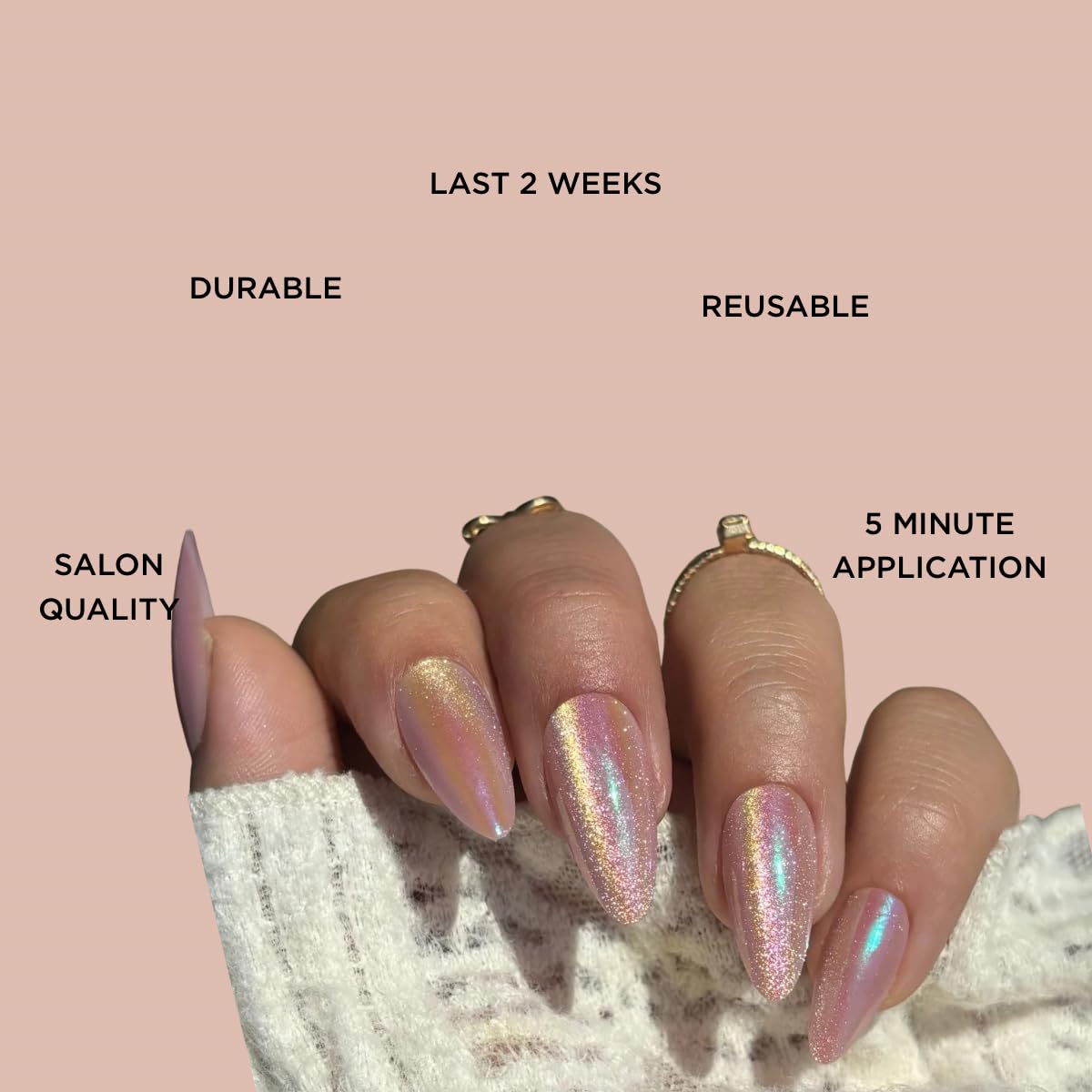 FAIRY DUST Press-On Nails by Lavaa Beauty | Pink Almond Velvet Shimmer Nails