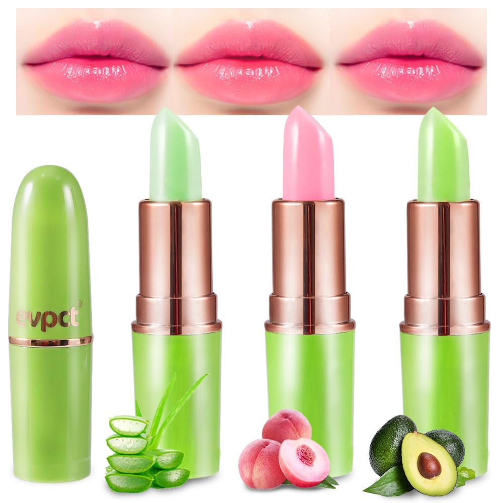 Blueberry Tinted Lip Balm Set - PH Color Changing Lipstick Balm for Women | Long-Lasting Light Pink Tint