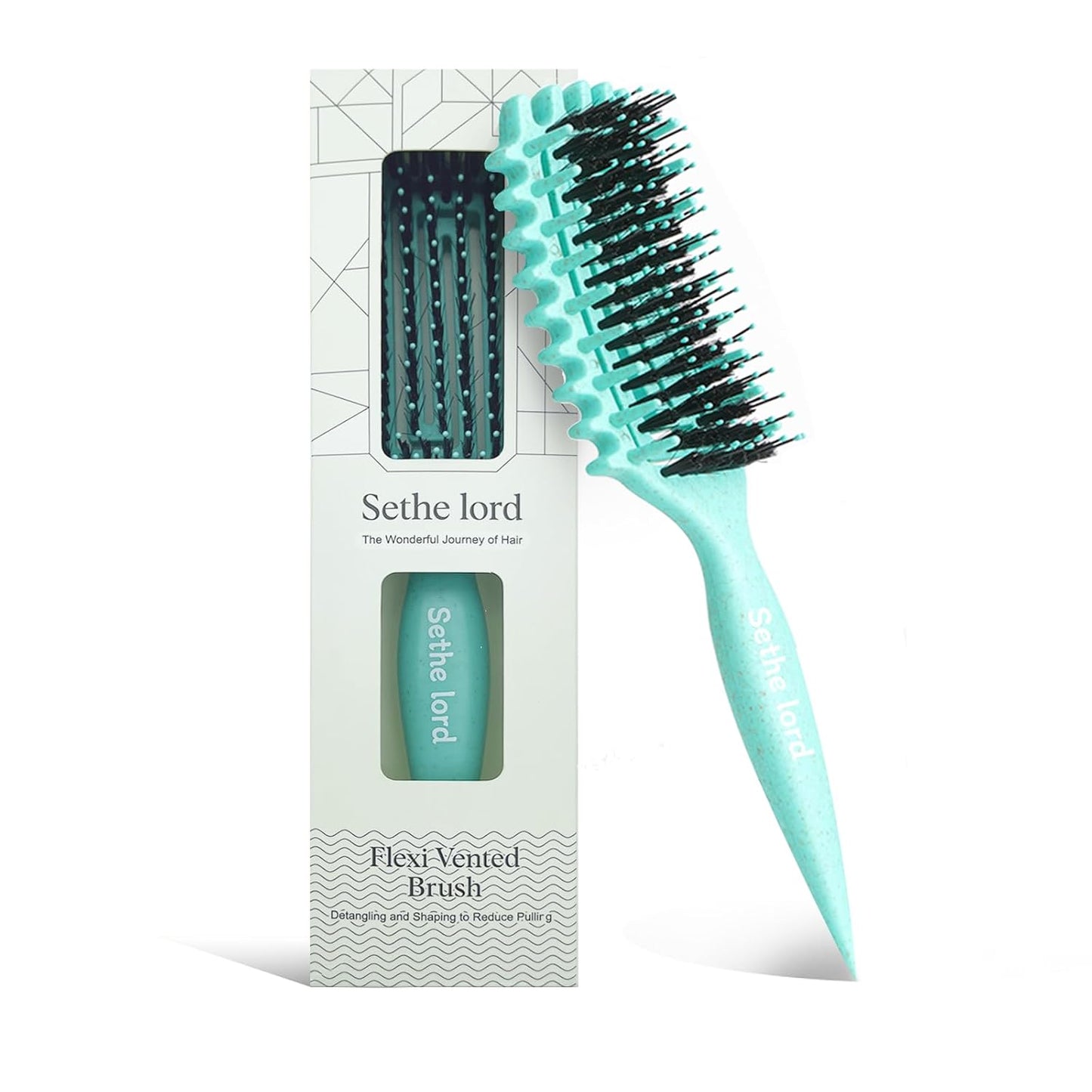 Curly Hair Detangler Brush - Flexi Vented Design for Women, Men & Kids | Ideal for Wet or Dry Use (Blush Pink)