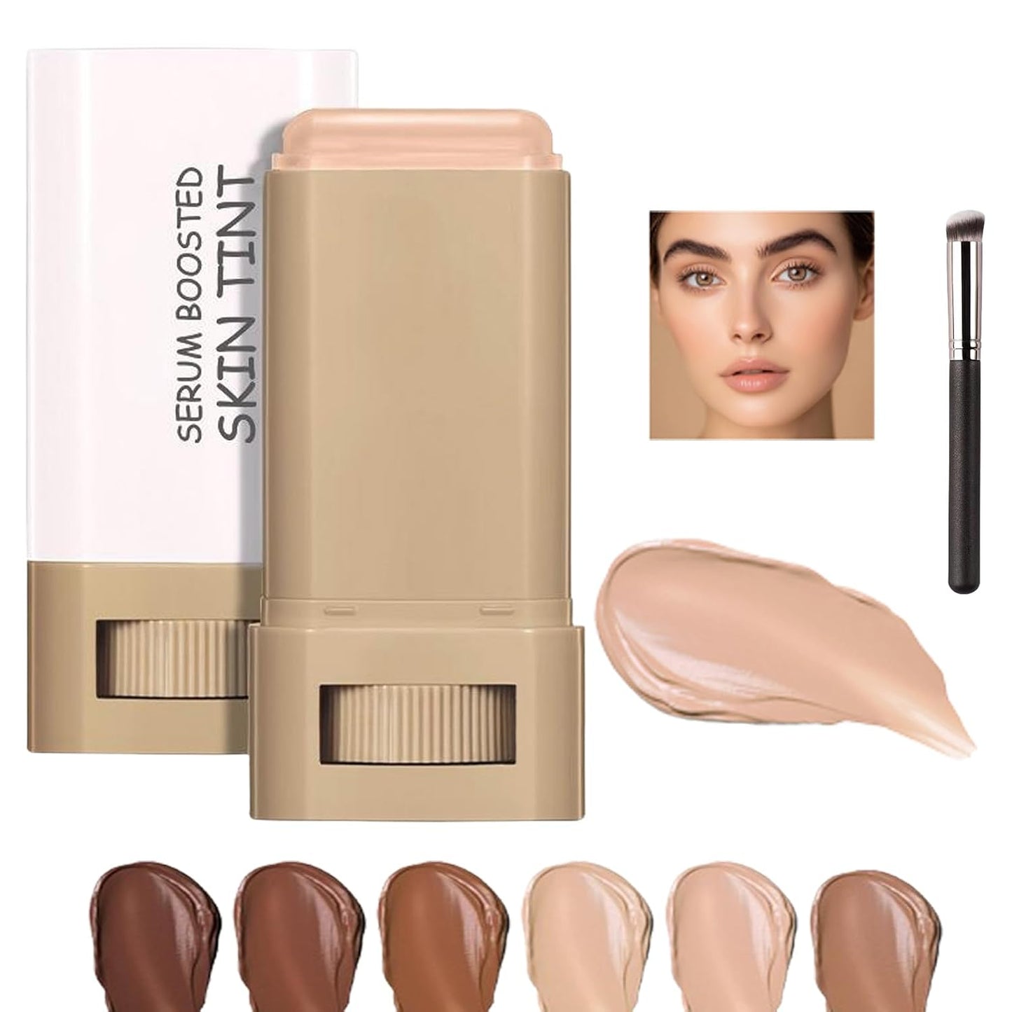 Skween Beauty Skin Tint for Black Women - Hydrating Tinted Serum Foundation Stick | Natural Finish (6#)