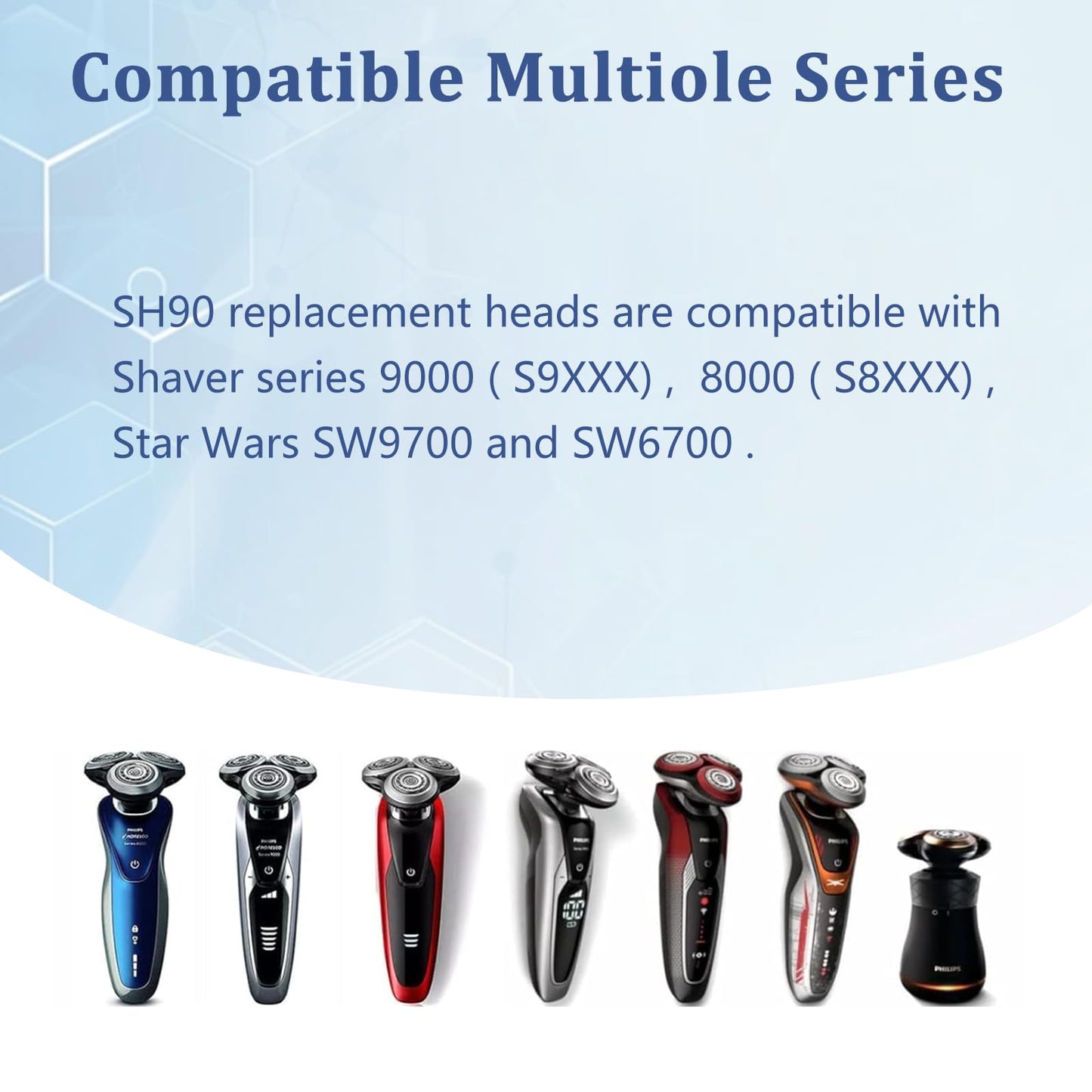 SH90 Replacement Heads for Philips Norelco Shaver S9000 Serie and S8000 Series, Upgrade Double-Layer Precision Blades,6 pcs