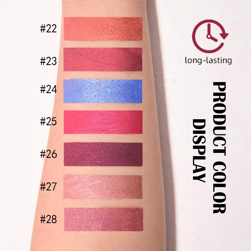 Dark Purple Red Metallic Glitter Lip Liner & Lipstick Combo - Long Lasting Waterproof Liquid Lipstick Set for Women | Iridescent Shine, Non-Stick Cup