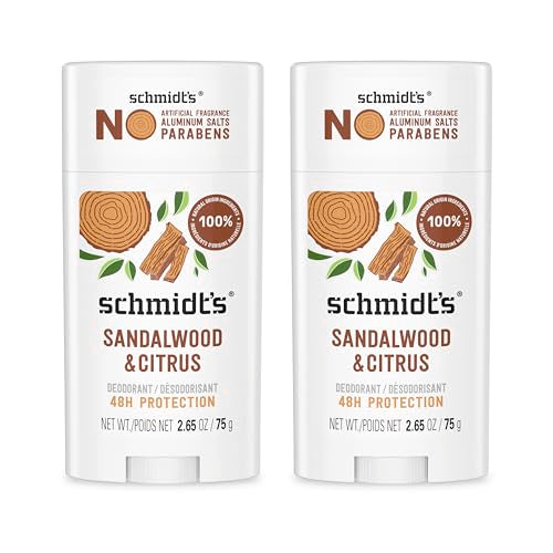 Schmidt's Aluminum-Free Natural Deodorant, Sandalwood & Citrus, 2.65 oz, 2 ct