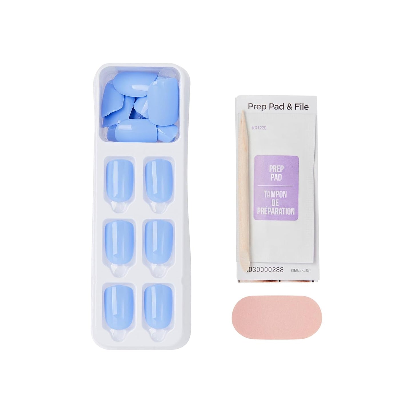 Impress No Glue Press-On Nails - Baby Why So Blue, Short Squoval Shape | 30 Nails, Prep Pad & Accessories