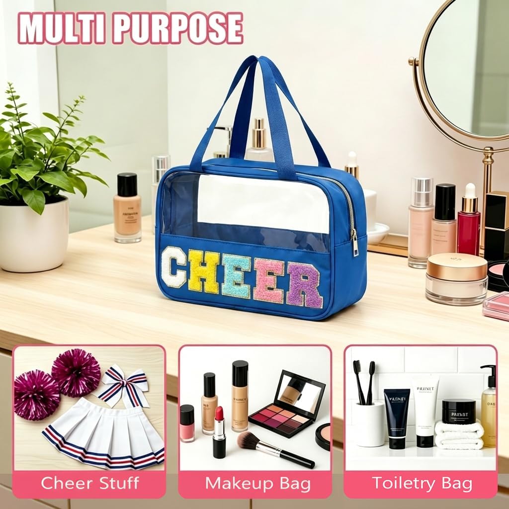 Cheer Makeup Bag - Waterproof Nylon Cosmetic Organizer with Handle | Perfect Cheerleader Gift for Team