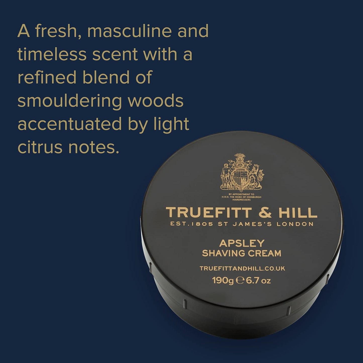 Truefitt & Hill Apsley Shaving Cream Bowl for Men, Masculine and Timeless scent, 6.7 oz.