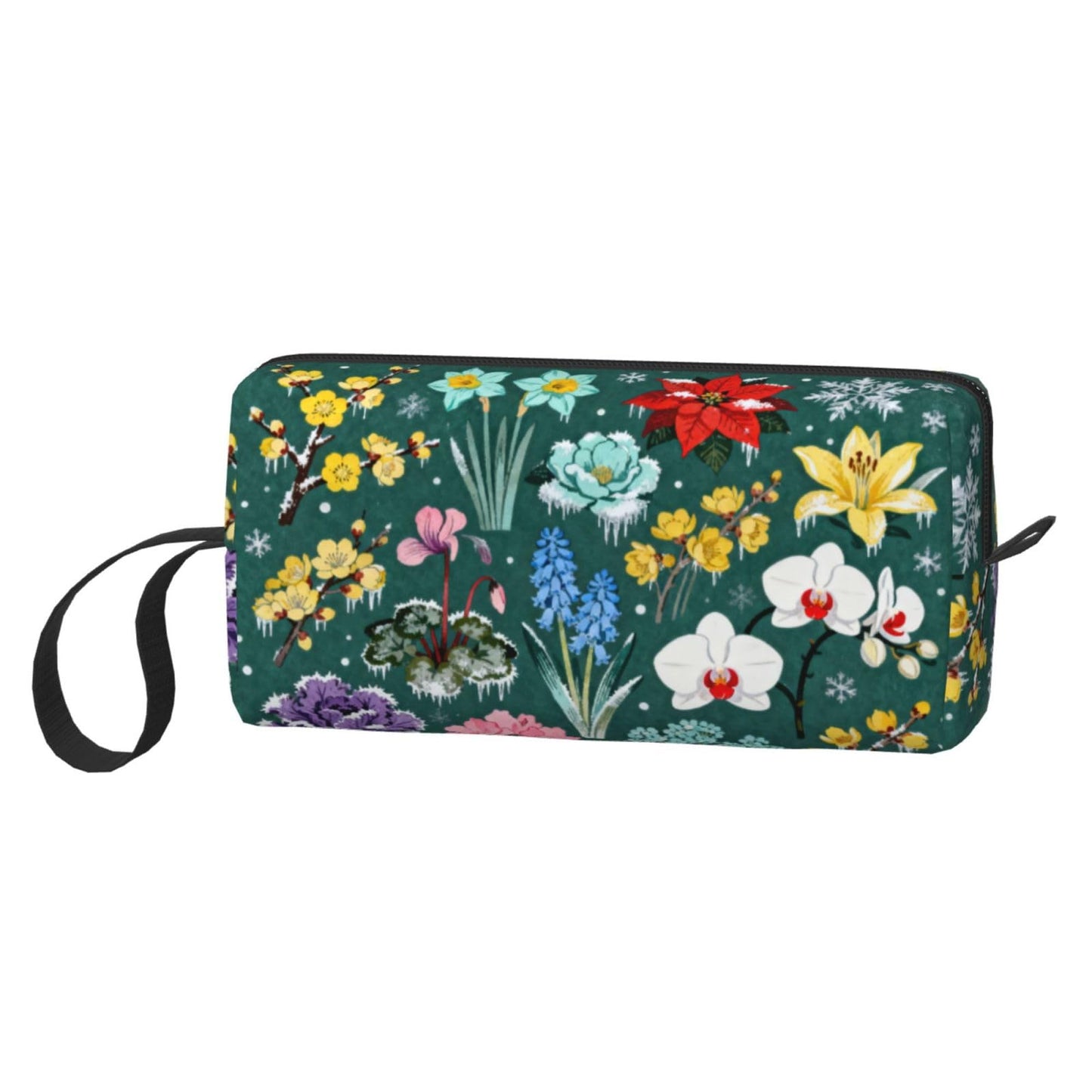 OLUSENMO Frosted Floral Makeup Bag - Durable 600D Oxford Fabric, Impact-Resistant & Compact, Travel Cosmetic & Makeup Organizer for Gym & Daily Use