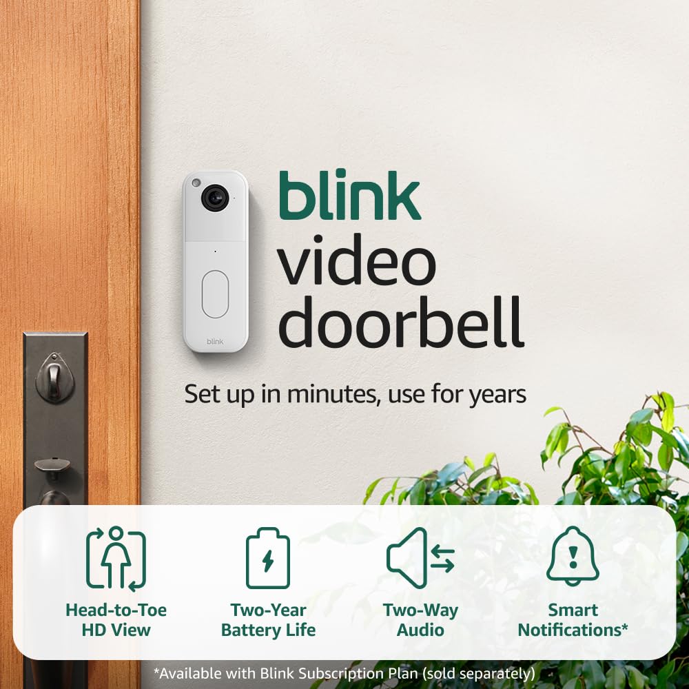 Blink Video Doorbell - HD View with Two-Year Battery Life | Easy Setup, Requires Sync Module (Black)