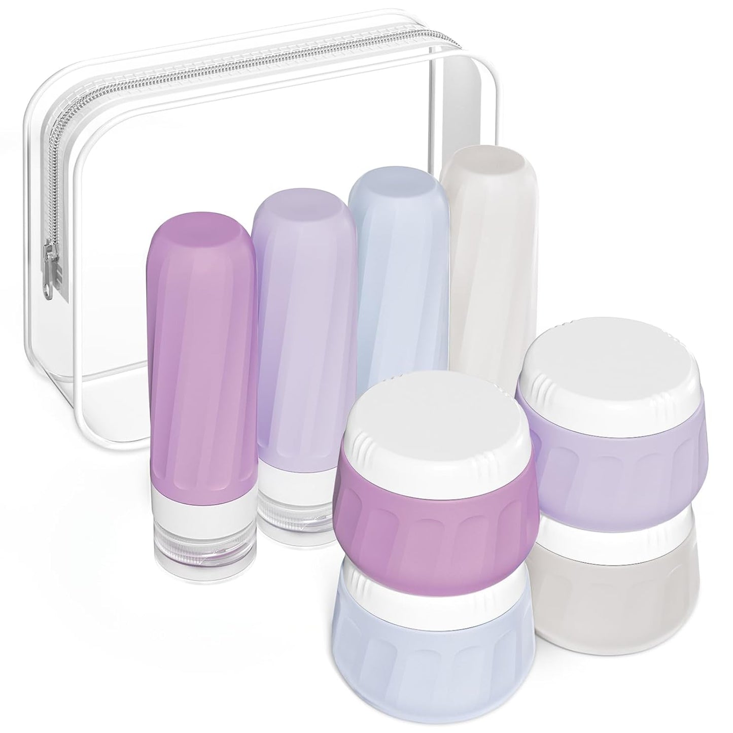 Travel Bottles for Toiletries - TSA Approved 8 Pack | Leak-Proof Silicone Containers with Clear Bag, 3oz