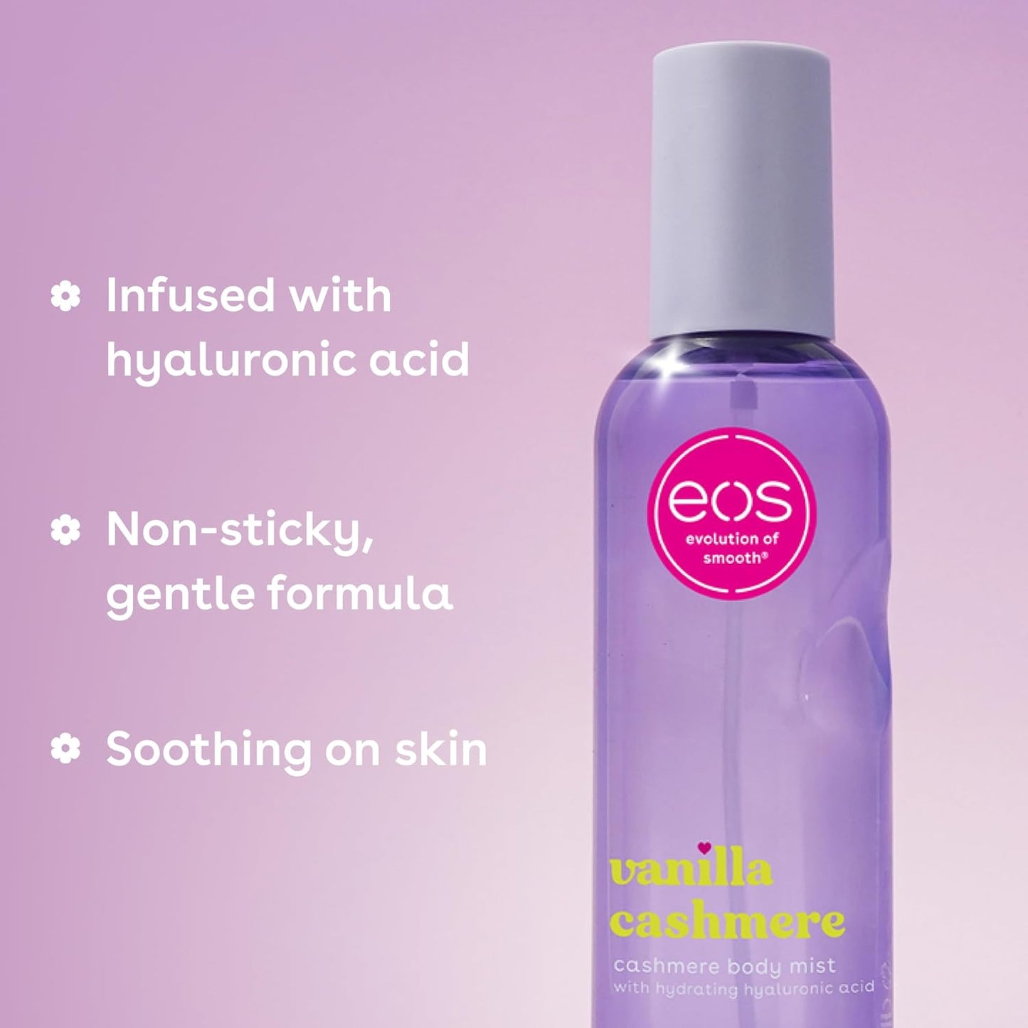 EOS Cashmere Body Mist - Vanilla Musk & Cozy Caramel Hair and Body Spray | Moisturizing Formula with Hyaluronic Acid, 6 fl oz