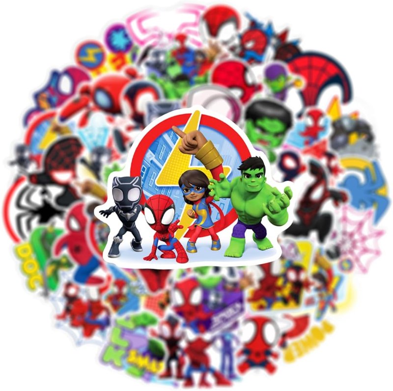 Spider-Man Stickers - 50Pcs Vinyl Waterproof Aesthetic Stickers for Water Bottles, Laptops, Phones & Journals | Gift for Kids & Women