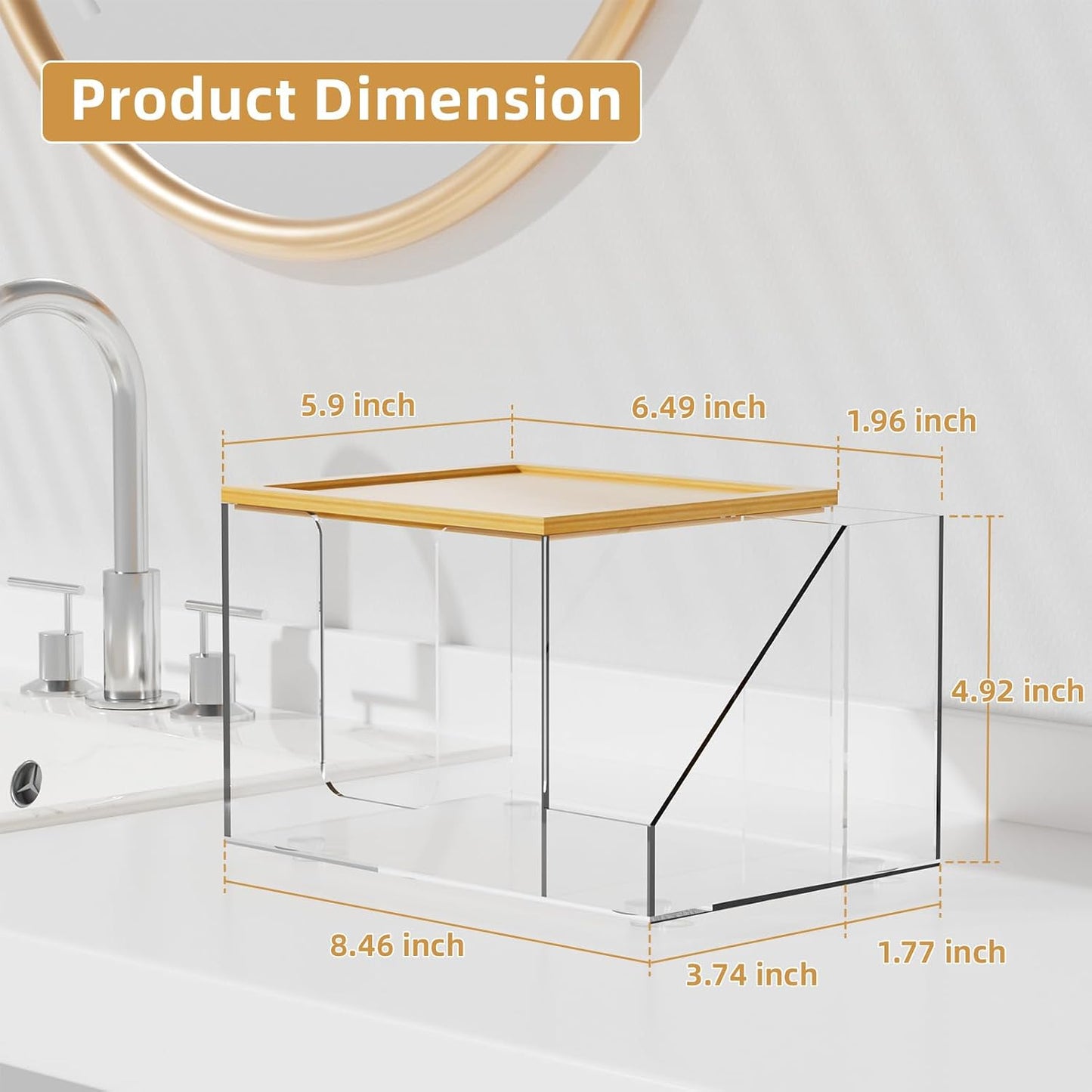 Acrylic Disposable Face Towel Holder Box - Large Storage for Bathroom Vanity | Clear Design