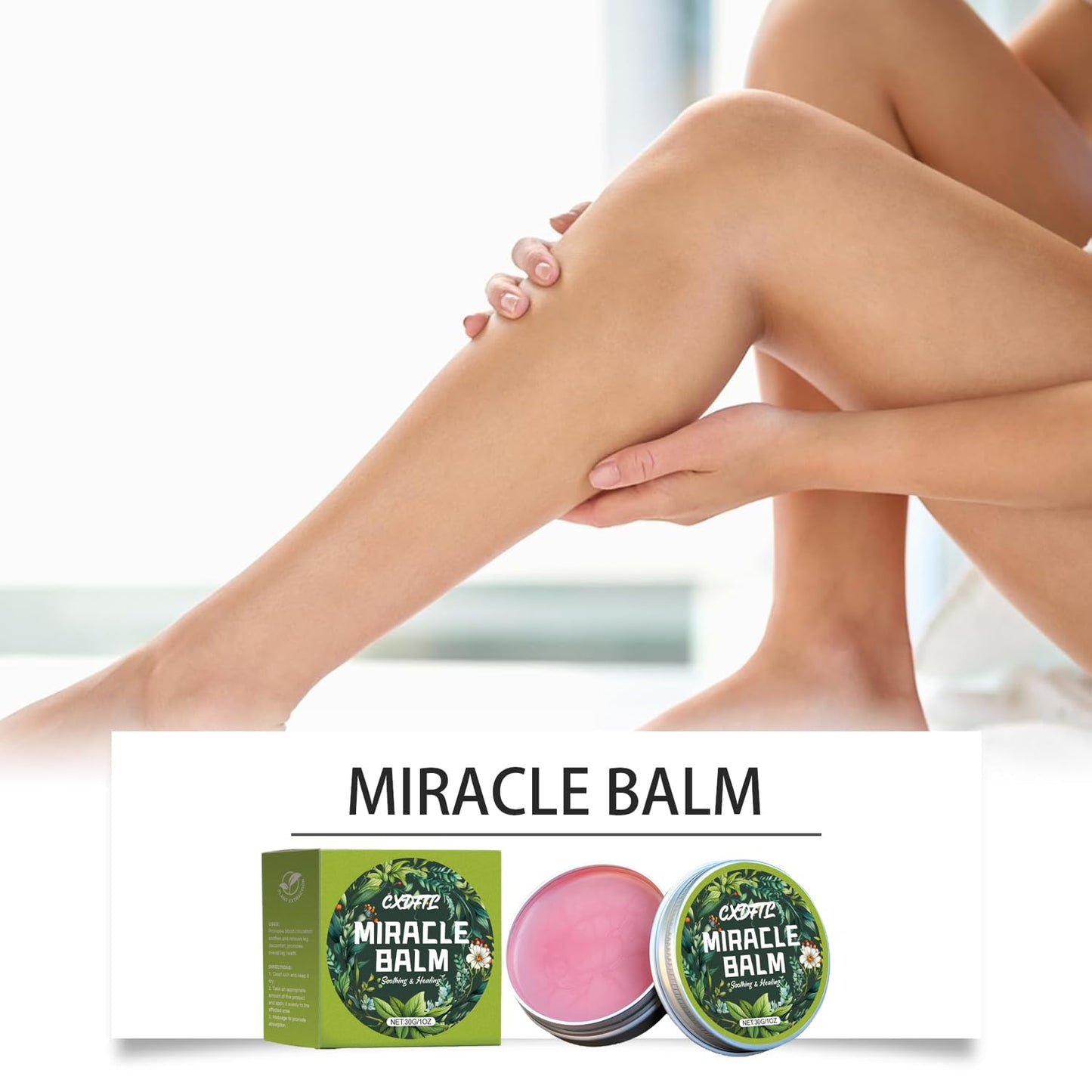 Miracle Balm - Moisturizing Balm for Legs, Arms & Back | Natural Ingredients, 2 oz (2 Pack)