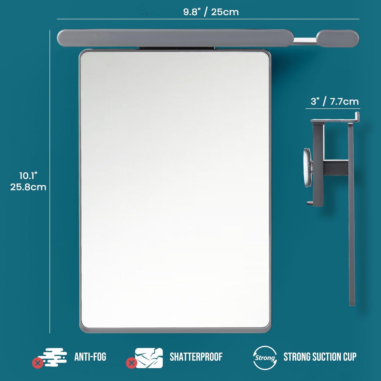TAILI Shower Mirror Fogless for Shaving, Anti Fog Shaving Mirror with Razor Holder NO-Drilling,Removable,Shatterproof & Waterproof,Wall Mounted Bathroom Accessories with Powerful Suction(Grey)