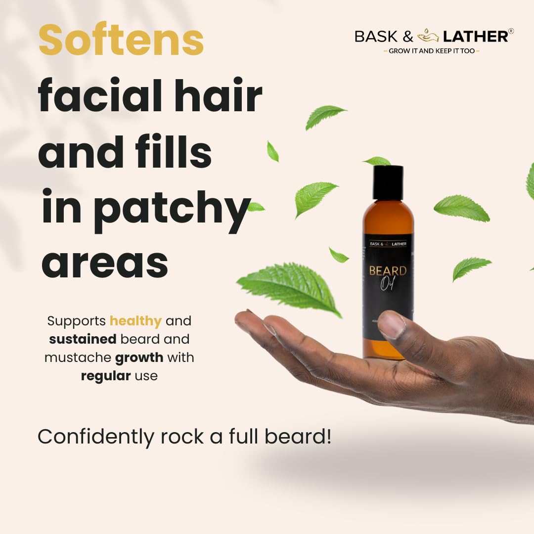 Beard Growth Oil for Men - Hydrating Natural Formula with Vitamins | 4 fl oz for Thicker, Softer Beard