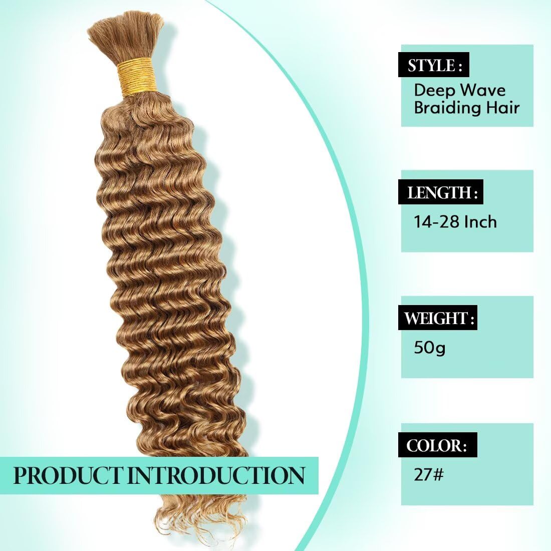 Boho Hair for Braiding, Curly Virgin Human Braiding Hair for Women, 12A Knotless Deep Wave Bulk Bohemian Styles, 50g 28 Inch 1 Bundles/Pack Burgundy Color 99J