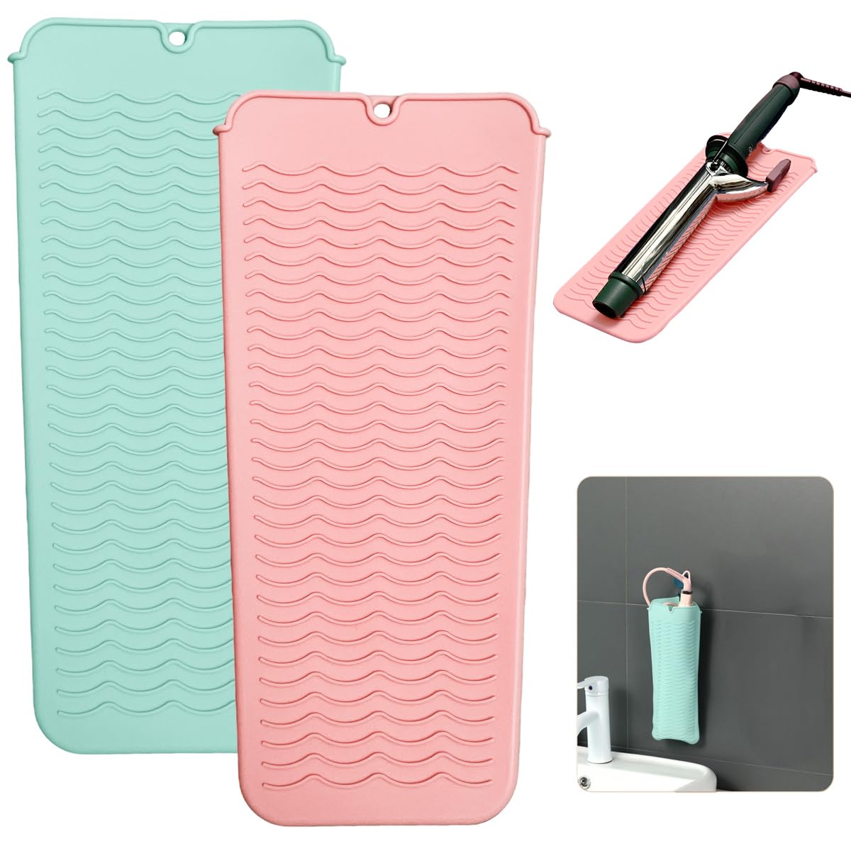 Heat Resistant Silicone Mat - Travel Pouch for Curling & Flat Irons | 11 x 5 in, Black