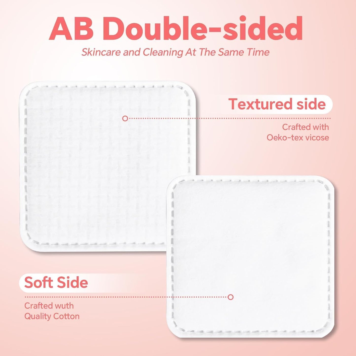 Square Cotton Pads - 100% Cotton, Triple-Layer Design for Daily Skin Care | 60 Count