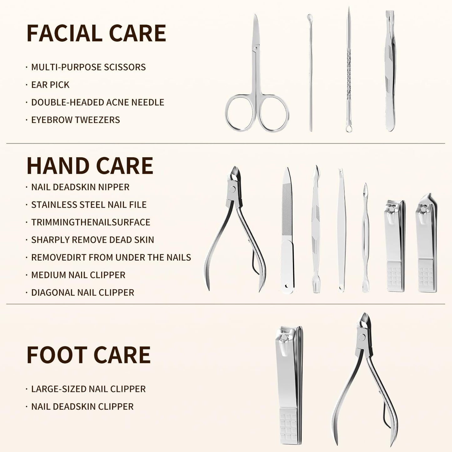 ZIZZON Professional Nail Care Kit - Manicure Grooming Set with Travel Case | Elegant Rose Gold Finish