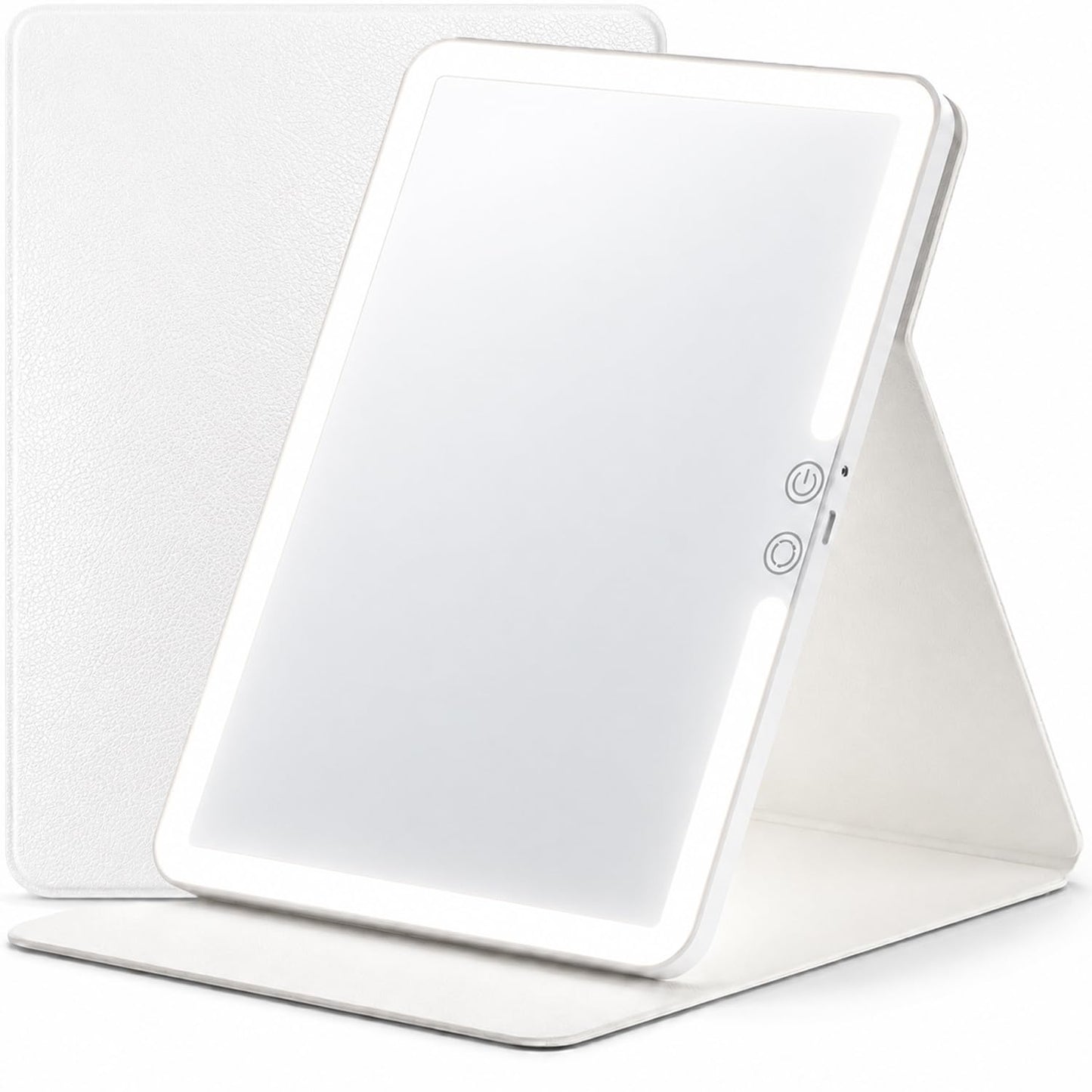 Travel Makeup Mirror with Lights, Lighted Vanity Mirror, 11.9", Soft-Grain White