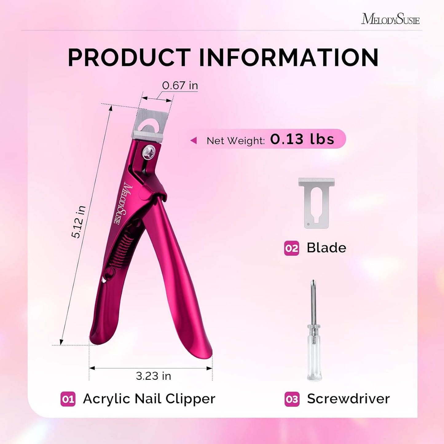 Acrylic Nail Clippers - Adjustable Stainless Steel Trimmer for Fake Nails | Manicure Tool in Plum