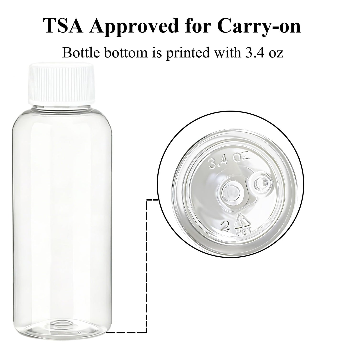 DNSEN Travel Size Empty Mouthwash Bottles 3.4 oz, White Screw Cap, Clear Toiletry Containers, 5 Pack