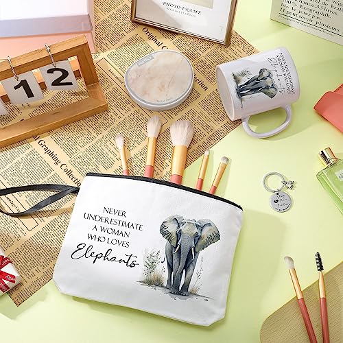 Inbagi Elephant Gifts Set for Women - Mug, Makeup Bag & Keychain