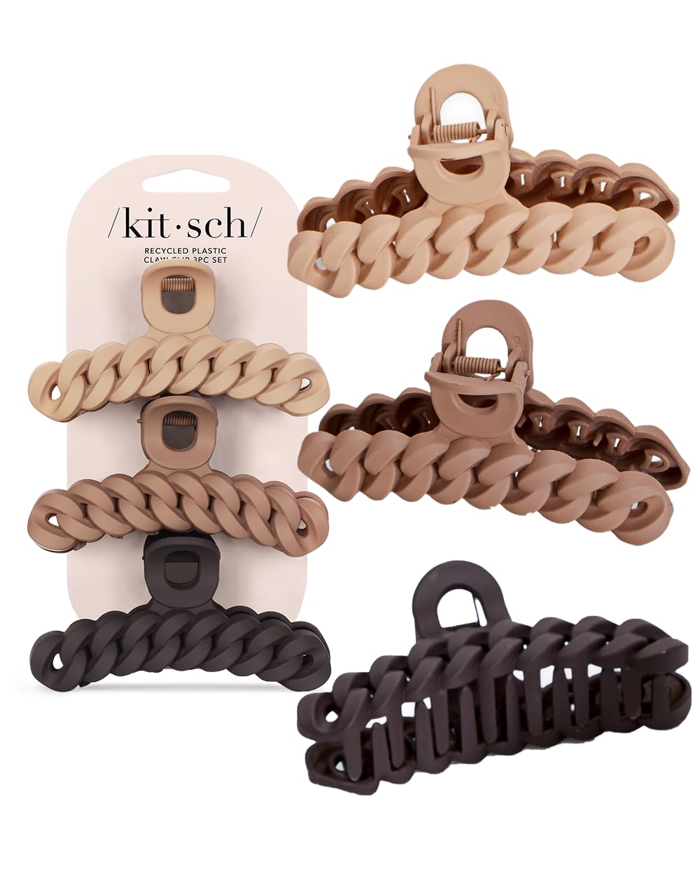 Large Hair Clips for Women - Fashionable Matte Plastic Loop Hair Claw Clips | Easy-Grip Design | Tortoise & Black, 2 Pcs