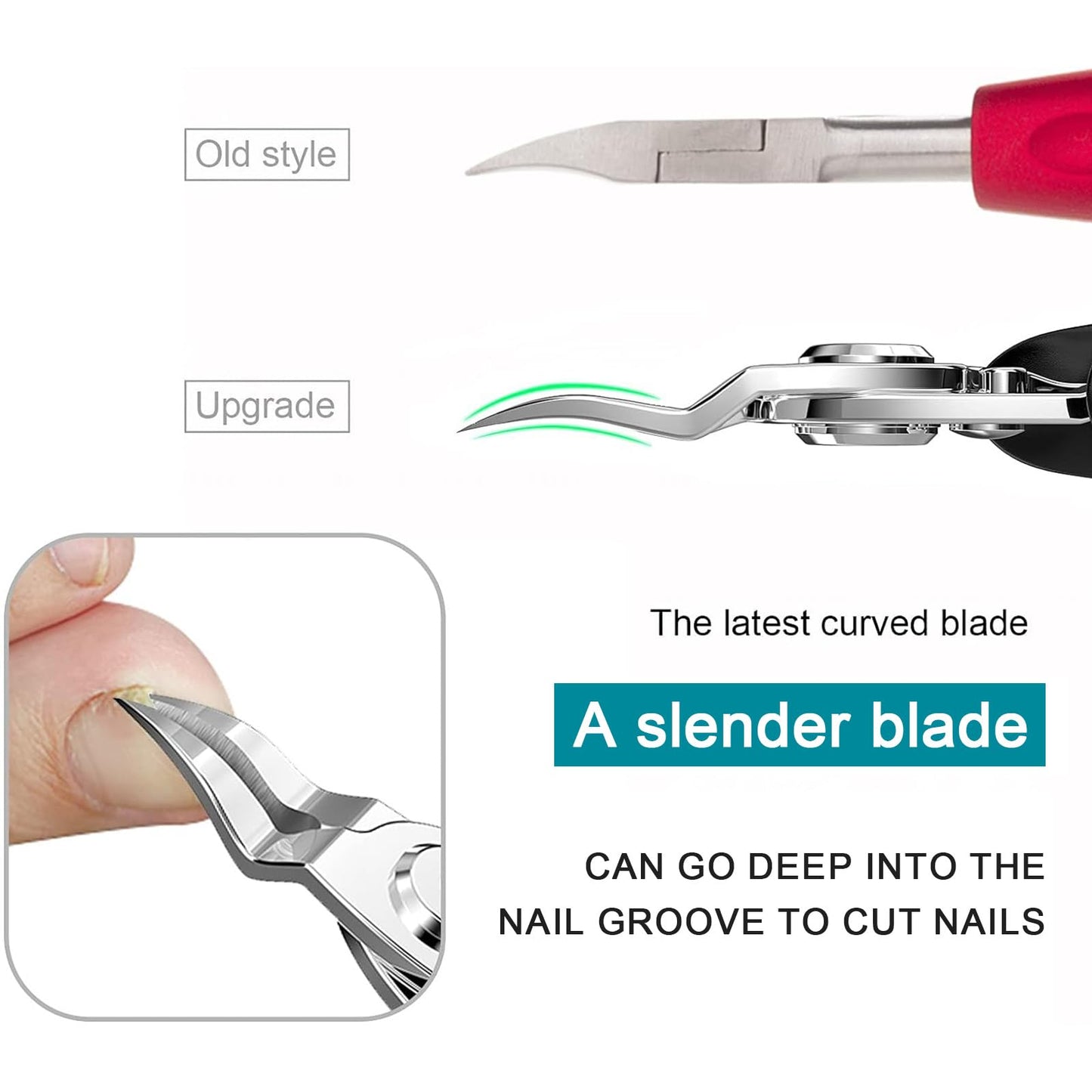 (Upgrade) Ingrown Toenail Clippers, Steel Nail Clippers for Professional Podiatrist, Unique Long Handle Curved Blade Tool for Thick & Ingrown Nails, Suitable for Men, Women and Elderly-XIORRY