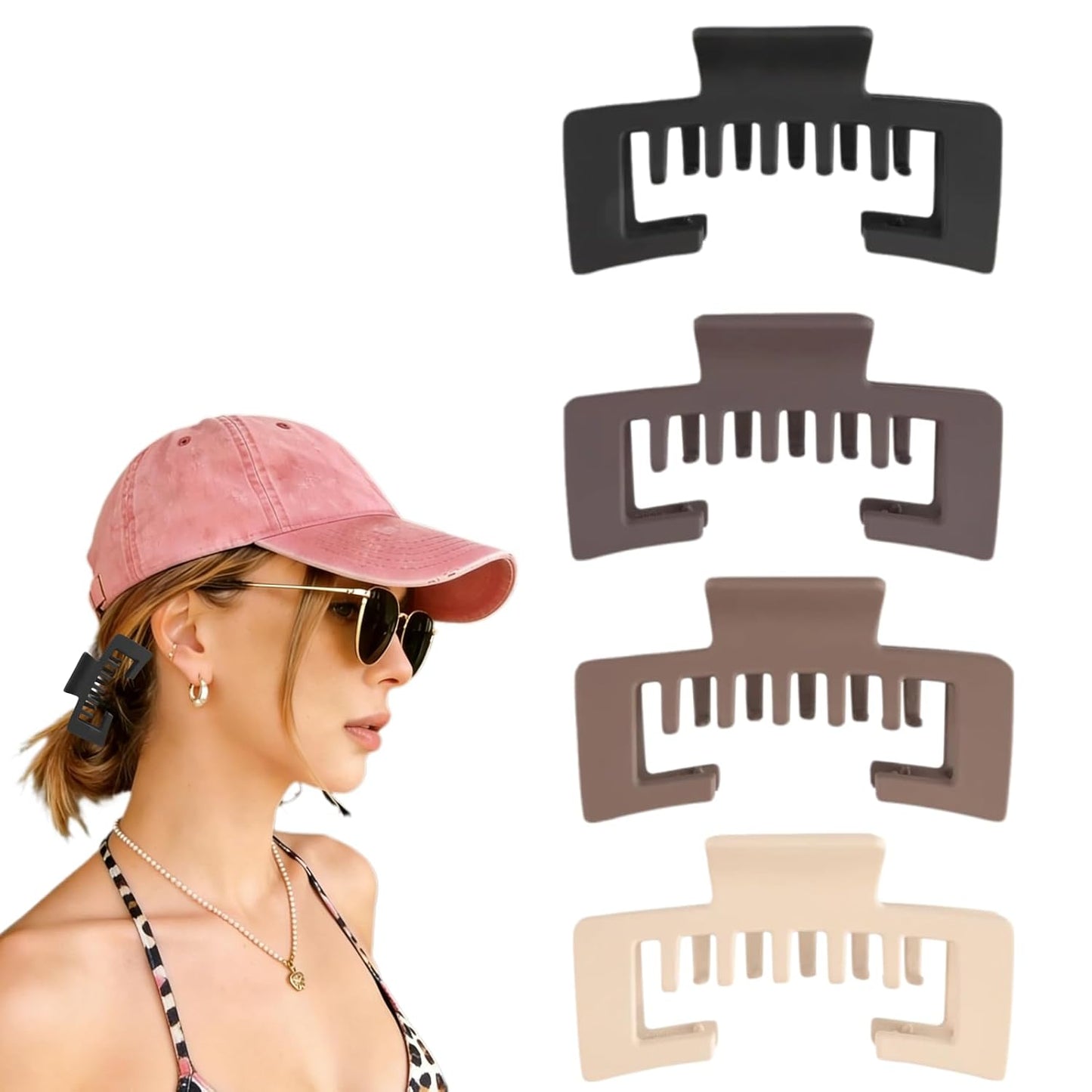 Women’s Baseball Cap Claw Clip - Stylish Hair Accessory for Sports | Black
