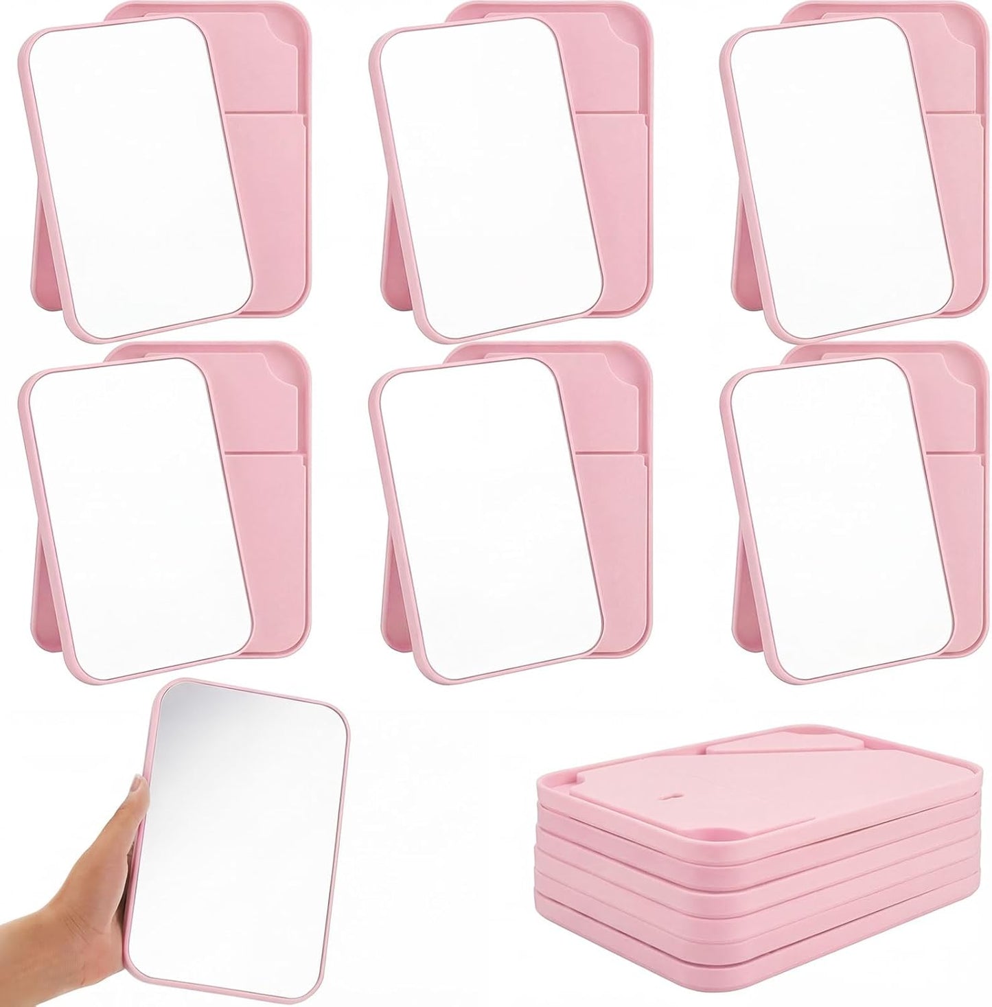 Cinnvoice 24 Pack Desktop Makeup Mirrors - 90° Adjustable Folding Vanity Mirrors | Portable for Travel & Spa (8")