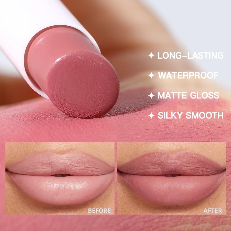 2 in 1 Waterproof Lipstick and Lip Liner Set - Long Lasting Matte Lipstick Pen with Liner | Perfect for All-Day Wear