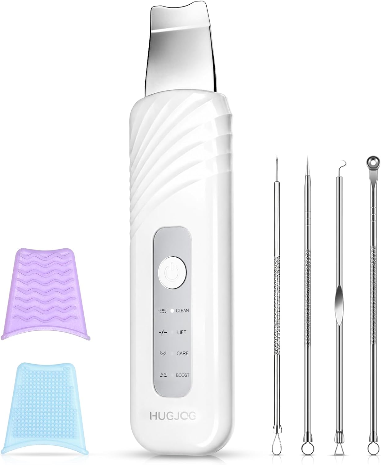 Blackhead Remover Tools - 4 Modes Pore Cleaner with Stainless Steel Blade | Type-C Rechargeable, Silicone Brush, 4 Needles