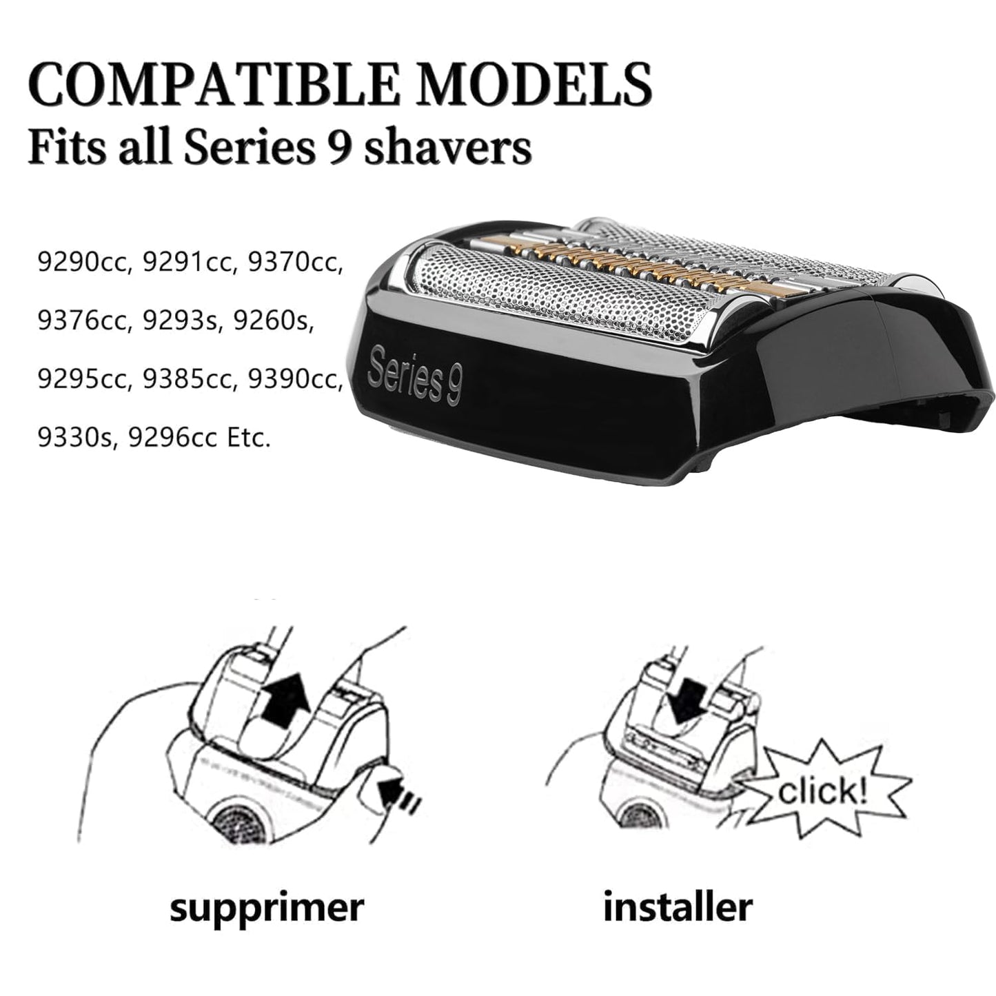 Series 9 Electric Shaver Replacement Head 92B Compatible with Braun S9 Sport Replacement Head, 92B Foil Blades for All Series 9 Shavers 9477cc,9330s,9465cc,9460cc,9419s,9390cc,9385cc
